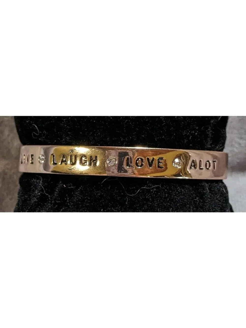 Y2K BCBGeneration Live Laugh Love Simulated Crystal Toggle Cuff Bracelet